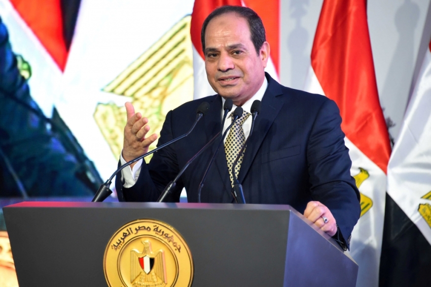 Egyptian President Abdel Fattah al-Sisi speaks during the opening of the first and second phases of the housing project 