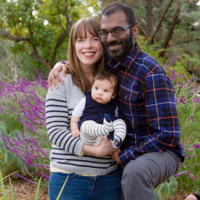 Paul Kalanithi (R) and his wife, Lucy Kalanithi (L), pose with their daughter, Caddie, in this undated photograph.