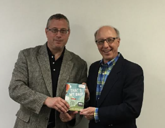 Authors Joe Pellegrino and Joe Battaglia pose with new book , 'That s My Dad!' May, 2016.