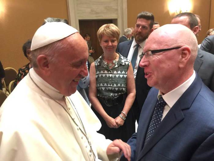 Geoff Tunnicliffe, former general secretary of the World Evangelical Alliance, met with Pope Francis on Friday, June 10, 2016, for a gathering with prominent evangelical and Pentecostal leaders in Rome, Italy.