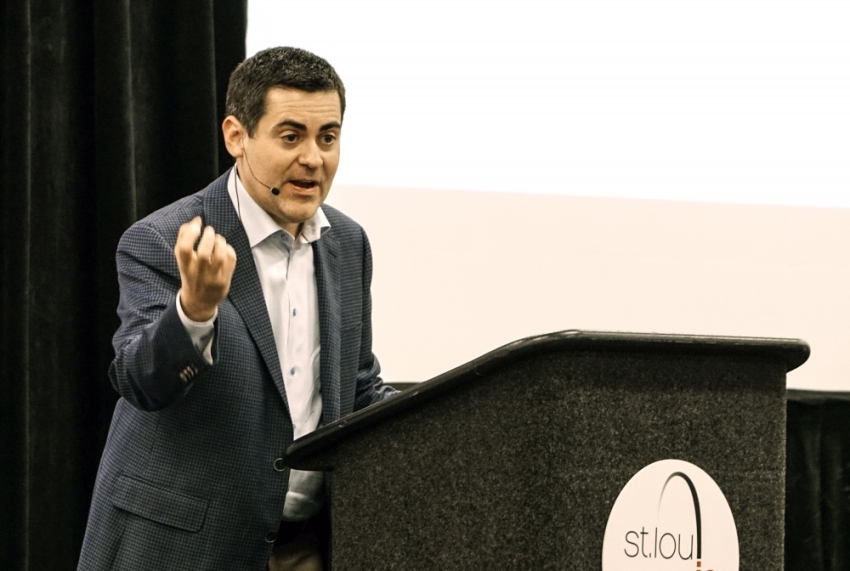Russell Moore, president of the Ethics & Religious Liberty Commission, gives a TED-style talk as a part of the Hispanic Baptist Pastors Alliance meeting in St. Louis, Missouri, at the Southern Baptist Convention's annual meeting, Monday, June 13, 2016.