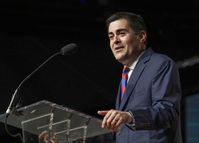 Russell Moore, president of the Ethics & Religious Liberty Commission, gives the entity's report during the annual meeting of the Southern Baptist Convention on Wednesday, St, Louis, Missouri, on June 15, 2016.
