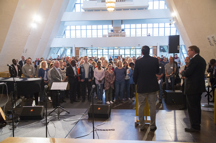 Attendees gather to hear evangelist Will Graham speak in Norway.
