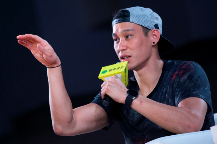 Jeremy Lin, when he was still with the Charlotte Hornets, attends a forum as part of his Asia tour in Taipei, Taiwan, June 13, 2016.