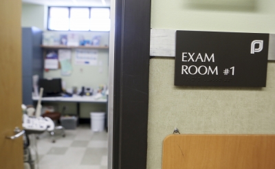 An exam room at the Planned Parenthood South Austin Health Center is shown.