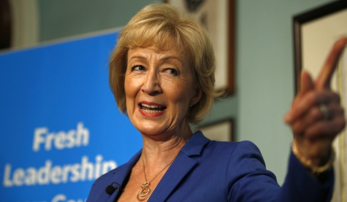 Andrea Leadsom, a candidate to succeed David Cameron as British prime minister, speaks at a news conference in central London, Britain July 4, 2016.