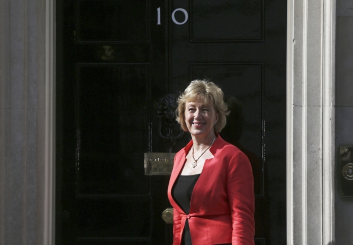 Andrea Leadsom arrives at 10 Downing Street as Britain's re-elected Prime Minister David Cameron names his new cabinet, in central London, Britain, May 11, 2015.