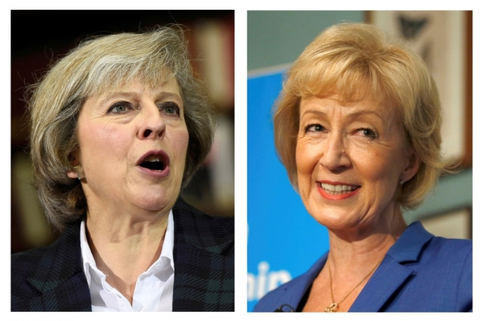 The two remaining candidates in the Conservative party leadership contest, Theresa May (L) and Andrea Leadsom, are seen in this combination of two photographs, released in London, Britain, July 7, 2016.