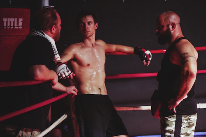 L to R: Director Michael William Gordon with John Major Davis and Mike Taylor on the set of "The Fight Within," 2016.