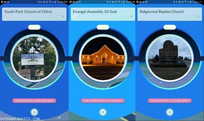 Churches as Pokéstops on the Pokémon Go app.