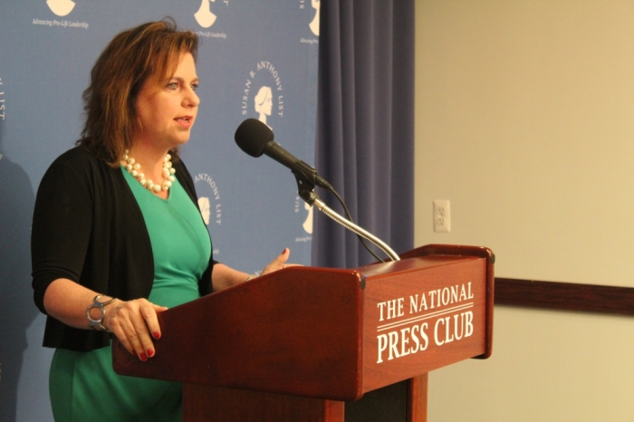 Susan B. Anthony List President Marjorie Dannenfelser speaks at the National Press Club in Washington, D.C. on July 13, 2015.