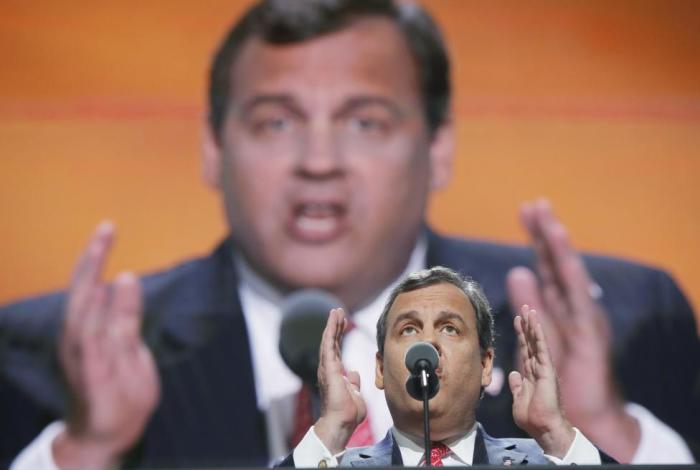 New Jersey Governor Christie speaks at the Republican National Convention in Cleveland, Ohio, July 19, 2016.