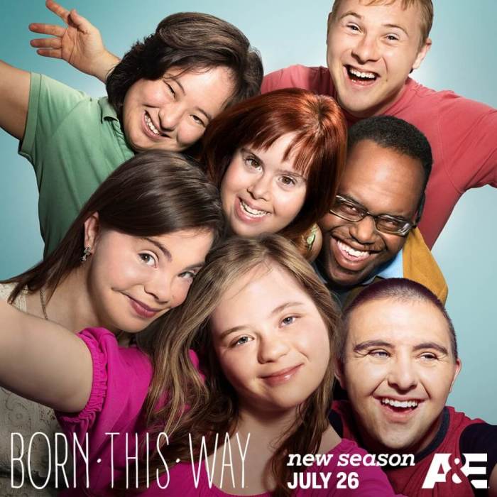 From left to right: Elena, Cristina, Rachel, Megan, Steven, John and Sean are co-stars in the hit A&E reality series 'Born This Way,' which looks at the lives of seven adults living with Down syndrome.