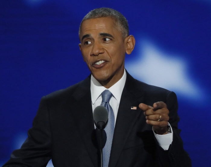 U.S. President Barack Obama speaks on the third night of the Democratic National Convention in Philadelphia, Pennsylvania, U.S. July 27, 2016.