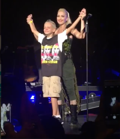 Gwen Stefani poses with Fan who she says is an answer to prayer, August 2016.