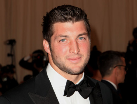 Philadelphia Eagles quarterback Tim Tebow arrives at the Metropolitan Museum of Art Costume Institute Benefit celebrating the opening of the "Schiaparelli and Prada: Impossible Conversations" exhibition in New York, May 7, 2012.
