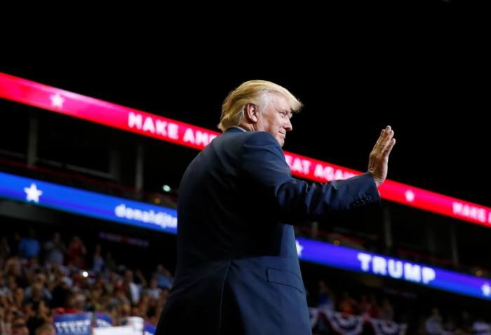 Republican presidential nominee Donald Trump attends a campaign event at the Jacksonville Veterans Memorial Arena in Jacksonville, Florida, U.S., August 3, 2016.