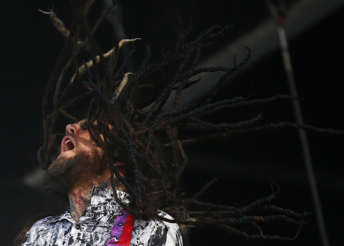 Brian Welch of Korn performs during the Download music festival in Castle Donington, central England, June 14, 2013.