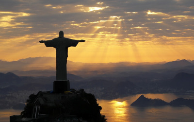 Christ The Redeemer is seen during sunrise in Rio de Janeiro, Brazil, August 2, 2016.