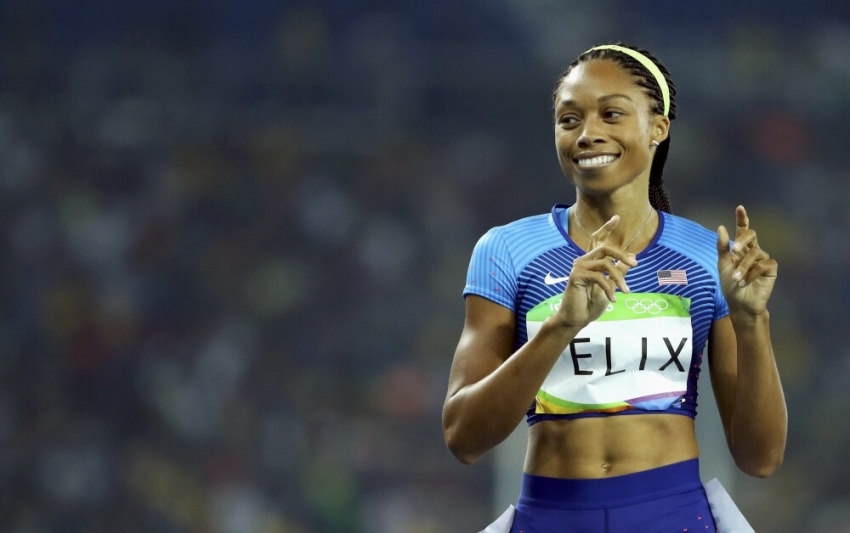 Allyson Felix a the 2016 Rio Olympics Women's 400m semifinals at the Olympic Stadium in Rio de Janeiro, Brazil, on August 14, 2016.