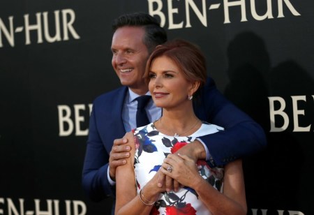 Executive producer Roma Downey and her husband producer Mark Burnett pose at the premiere for the movie "Ben-Hur" at TCL Chinese theatre in Hollywood, California, August 16, 2016.