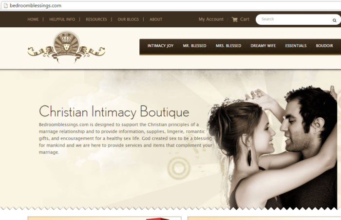 A screen shot of the website bedroomblessings.com