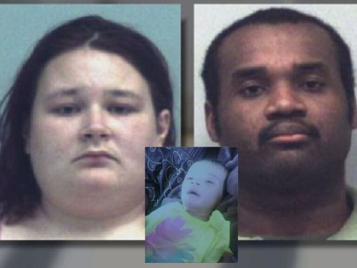 Herbert George Landell, 27 (R), Lauren Heather Fristed, 26 (L), of Duluth, Georgia were both convicted and sentenced to prison in connection with the death of their late daughter Nevaeh (C) who died at just 10 weeks old in 2015.