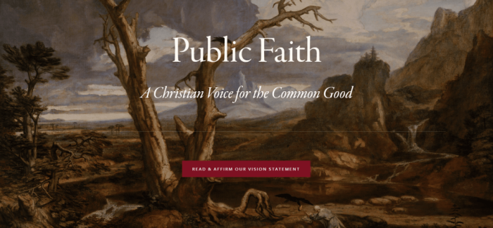 Banner for the Public Faith website, http://www.publicfaith.us