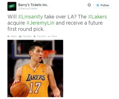 Jeremy Lin Is a Los Angeles Laker; Ticket Brokers Ask: Will 'Linsanity' Hit So Cal?