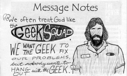 Sermon Notes Doodle Compares God to the Geek Squad and It's Sadly Accurate
