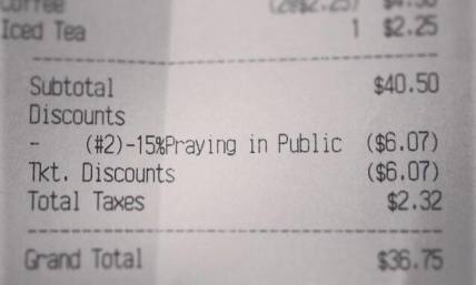 Diner Gets Discount at North Carolina Restaurant for Praying Over Meal