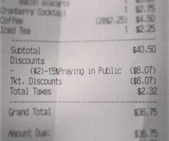 A Diner That Gives You 15 Percent Off Your Meal for Praying Before You Eat?