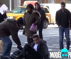 Watch How These Strangers React to A Homeless Man Falling In The Street – Very Powerful!