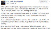 Bishop T.D. Jakes Says He Has Not 'Evolved' on Homosexuality and Does Not 'Endorse' Gay Marriage