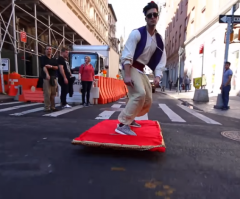 Modern Day Aladdin Rides Magic Carpet Around New York City