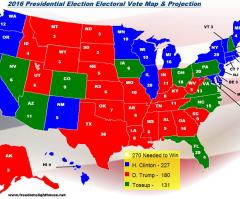 2016 Electoral College Map Projections for the Presidential Elections: Democrats Up, Republicans the Underdog; Plus the Swing States