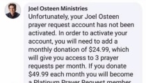 Joel Osteen account offering prayers for money is a scam, Lakewood Church warns  