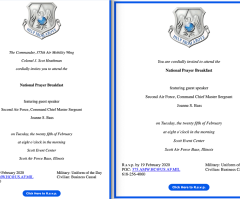 Air Force removes commander's name from prayer breakfast invitation after secular group complains