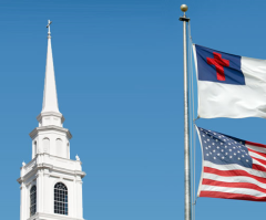 Churches fly Christian flag over American flag