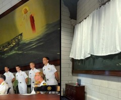 US Merchant Marine Academy covers up massive Jesus painting with white curtain after complaints