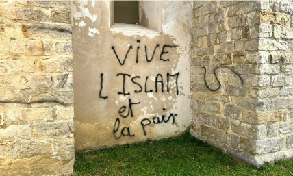 'Submit to Allah': French villagers horrified by vandalism of 58 graves, church with Islamist slogans