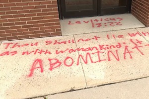 LGBT-affirming church vandalized with Leviticus 18:22