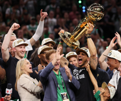 Boston Celtics coach wears shirt thanking God after team wins record-setting NBA title