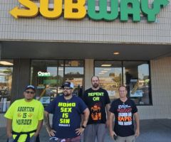 Subway employee refuses to serve street preacher with shirt denouncing homosexuality