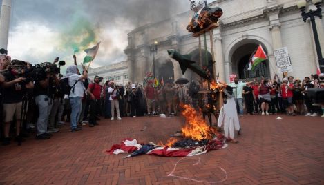 House Republicans replace US flags torched by protesters at Union Station