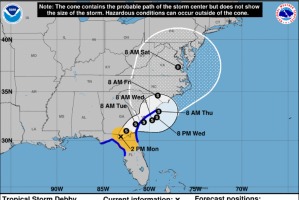 Tropical Storm Debby tracker: 'Potentially historic rainfall' could bring 'catastrophic flooding'