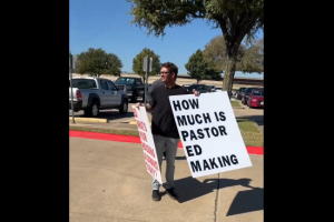 Protester arrested after causing 'disturbance' outside Texas megachurch