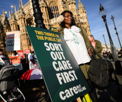 Protesters reject assisted suicide, place pairs of shoes outside UK Parliament showing lives lost