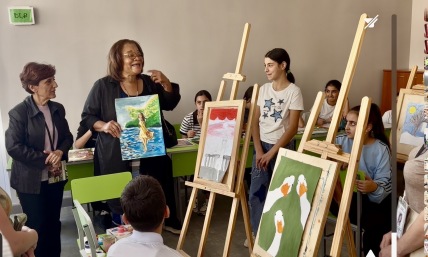 MLK's niece tells child victims of ethnic cleansing, violence how art helped her overcome the pain her life