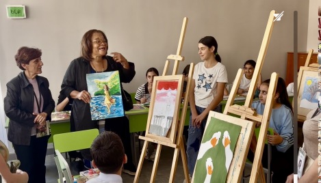 MLK's niece tells child victims of ethnic cleansing, violence how art helped her overcome the pain her life